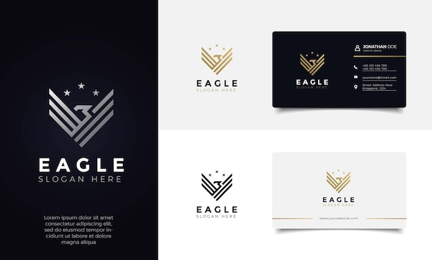 Eagle wings elegant luxury golden color logo design and Business card