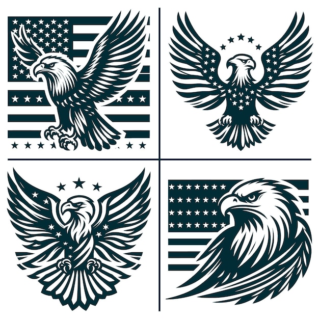 Eagle With Flag Silhouette Vector Files Outline Eagle Svg 4th of July Veteran Day Usa Eagle Shirt