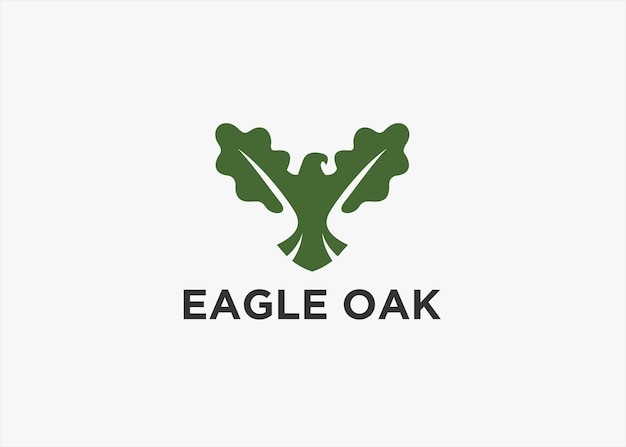 eagle with oak leaf logo design vector silhouette illustration