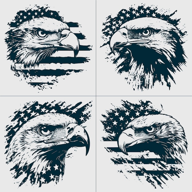 Vector eagle with usa flag svg amp png files patriotic clipart vector image 4th of july eagle t shirt