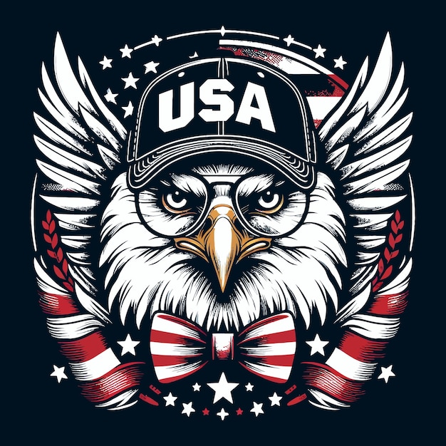 Eagle with usa flag vector and t shirt design