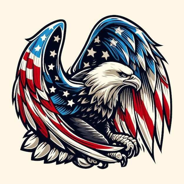 Eagle with usa flag vector and t shirt design