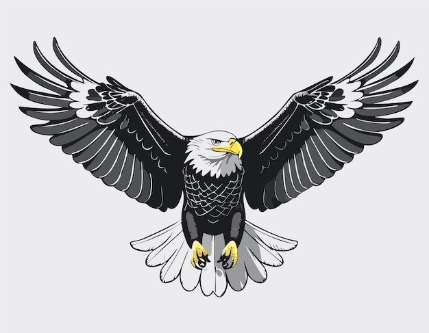 an eagle with a yellow beak and white wings