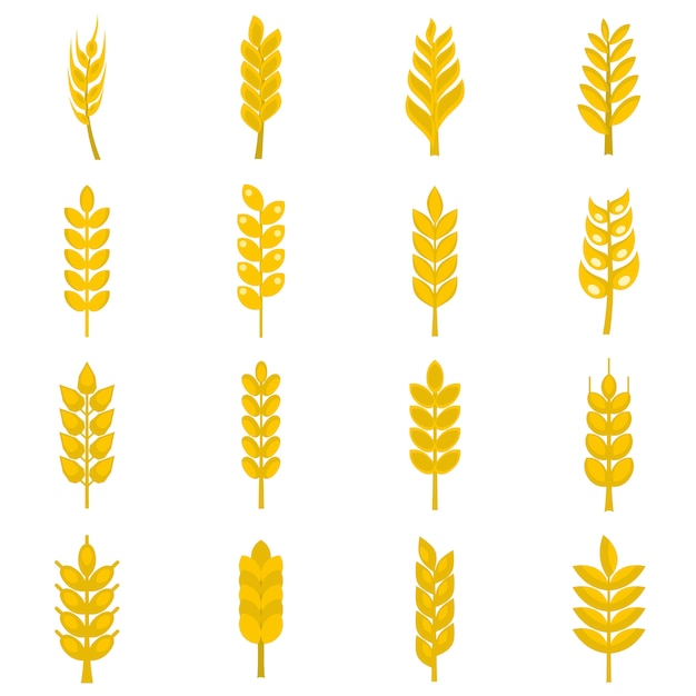 Ear corn icons set in flat style