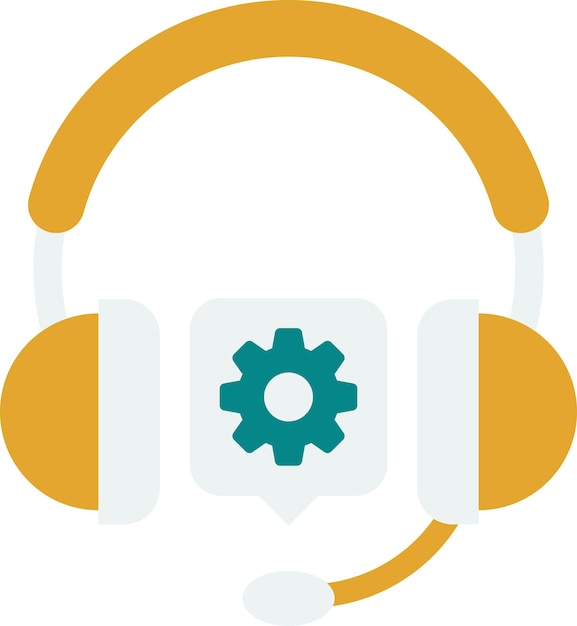 Over ear headphones and cogs illustration in minimal style