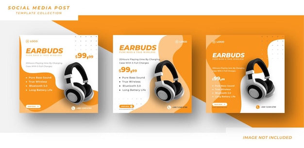 Earbuds special collection sale social media post instagram post banner template