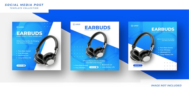 Earbuds special collection sale social media post instagram post banner template