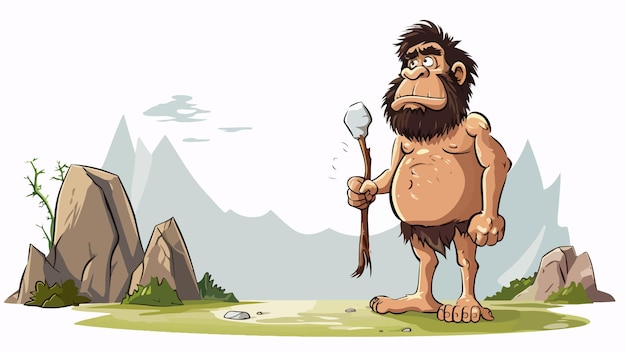 Vector early man evolution illustration in detailed portrait