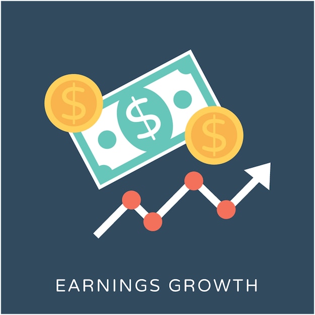 Earning Growth Flat Vector Icon