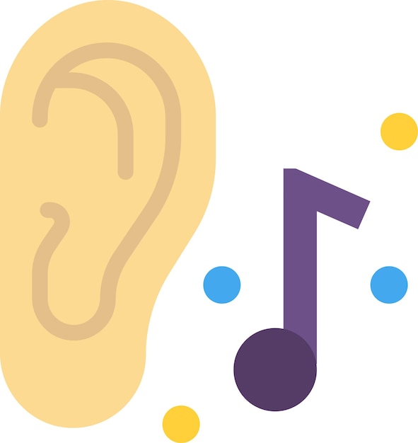 Ears listening to music illustration in minimal style