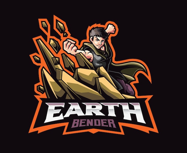 Earth bender mascot logo design