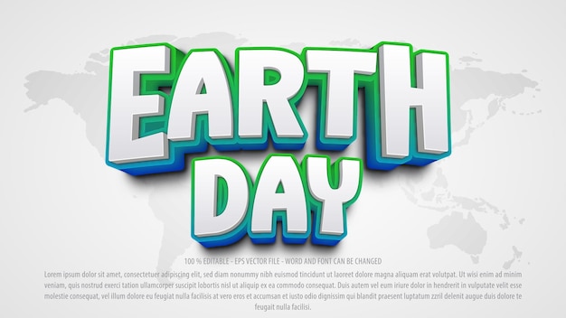 Vector earth day 3d editable text effect premium vector