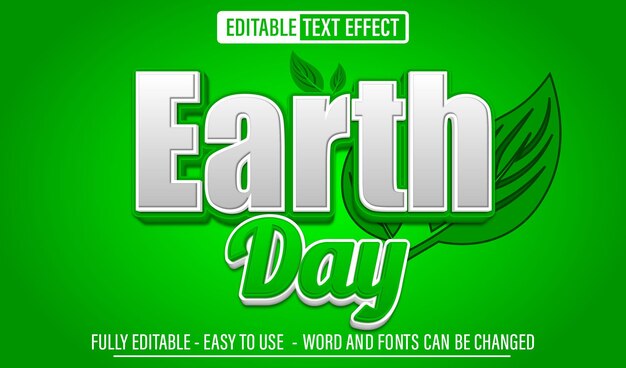 Vector earth day 3d editable text effect