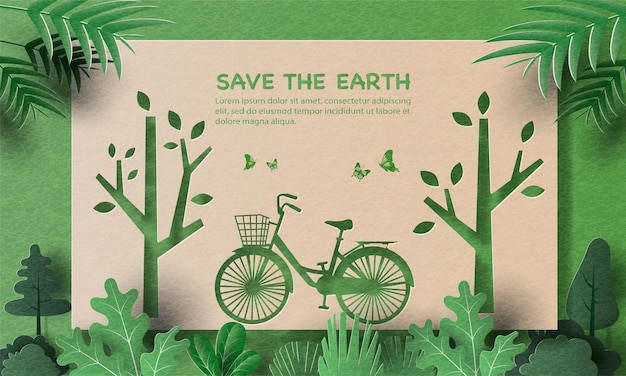 Earth Day, a bicycle banner design, save the planet and energy concept.