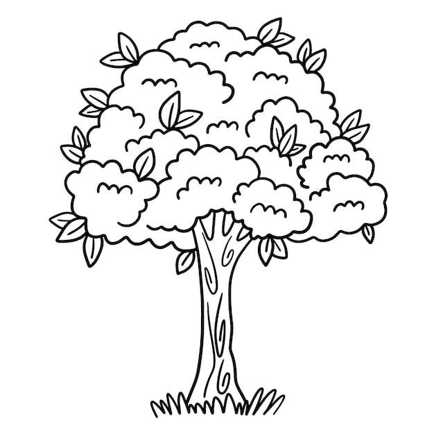 Earth Day Big Tree Isolated Coloring Page for Kids