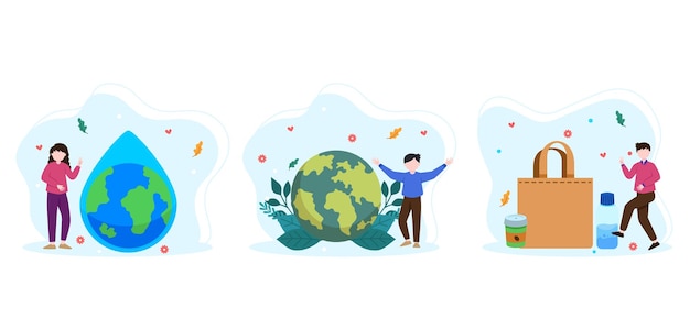 Vector earth day bundle flat design