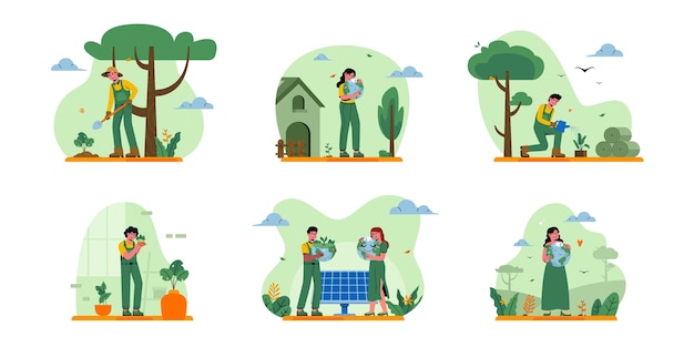 Earth day compositions in flat design