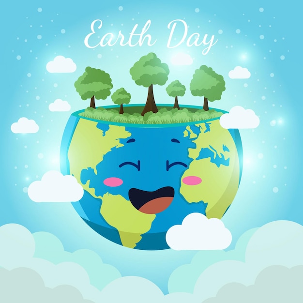 Earth Day Concept with Earth Smile