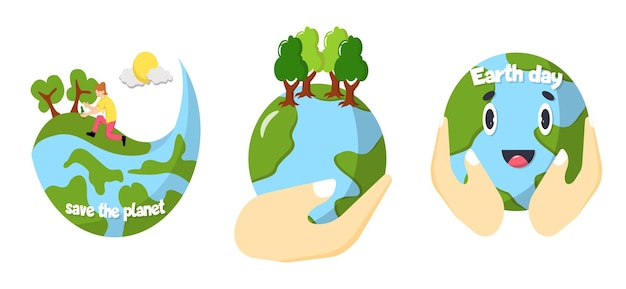 Earth Day Flat Bundle Design Illustration