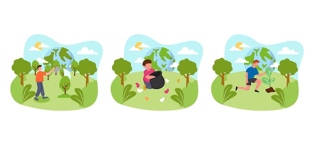 Earth Day Flat Bundle Design Illustration