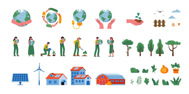 Earth day icons in flat design