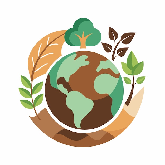 Earth Day Illustration With Plants