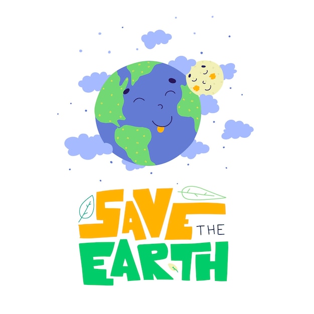 Earth day lettering Vector illustration design Lettering typography poster