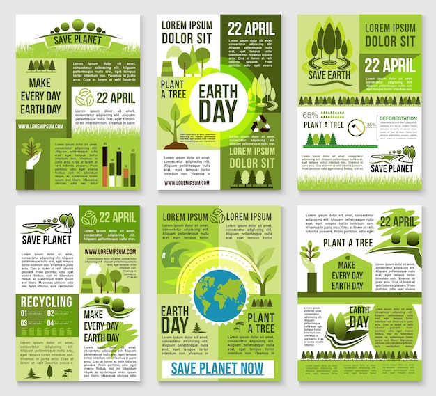 Vector earth day poster template for ecology design