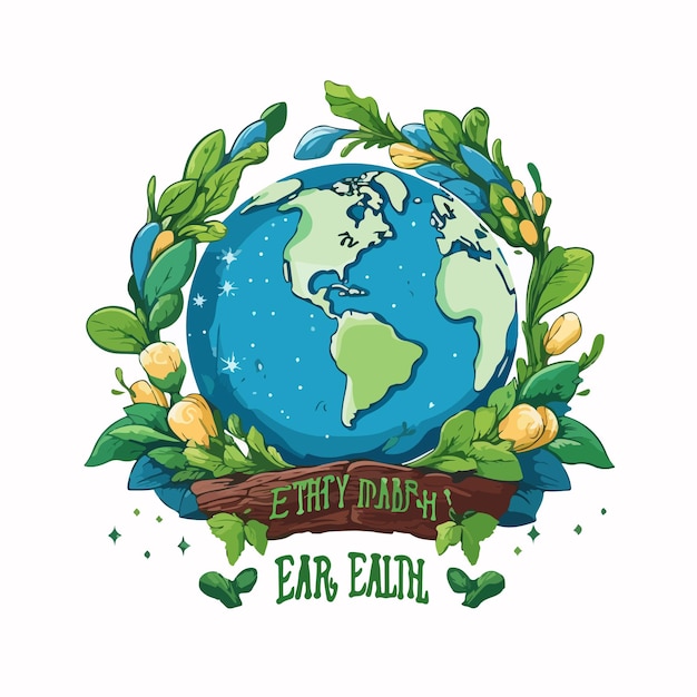 Vector earth day poster theme on white background