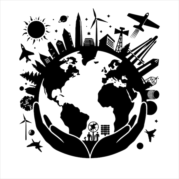 Earth day silhouettes vector Flat design mother earth day theme