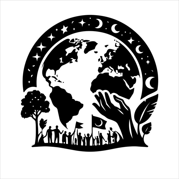 Earth day silhouettes vector Flat design mother earth day theme