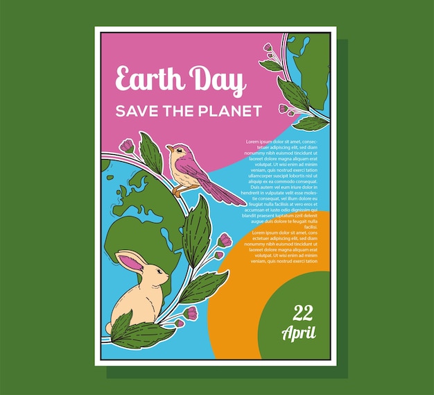 Vector earth day vertical poster template