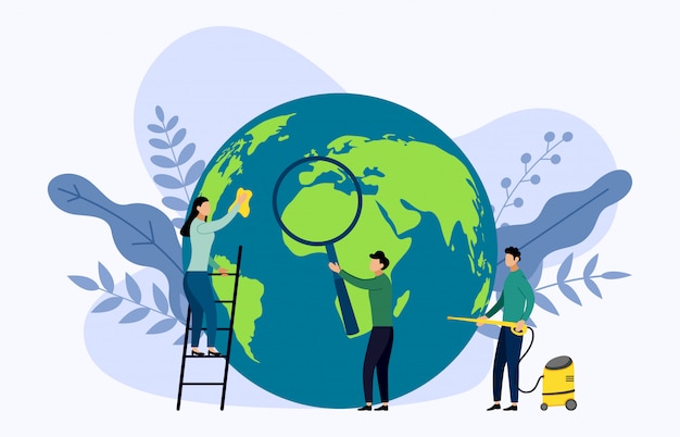 Earth day with world illustration