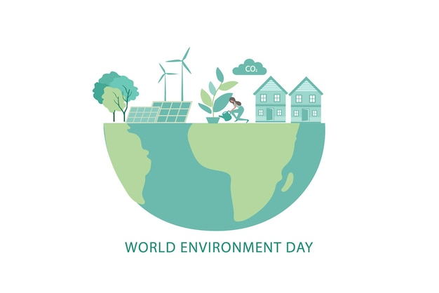 Earth Day and World environment day Save the earth ecology friendly concept vector illustr ation