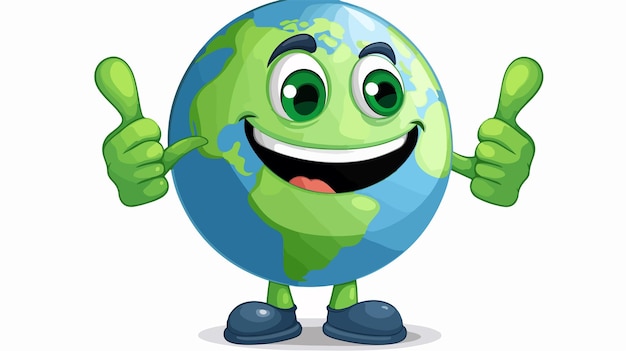 Earth Day World Globe Thumbs Up Mascot Cartoon