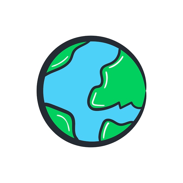 Earth environment doodle icon drawing illustration cartoon vector hand drawn style