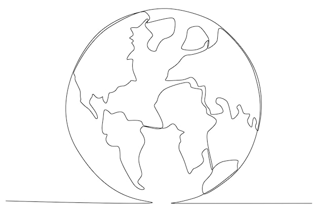 The earth globe for earth day one line art