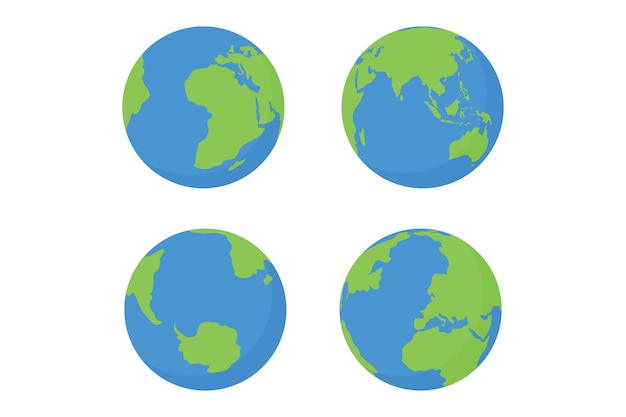 Earth globe vector illustration set