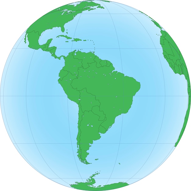 Earth globe with focused on South America