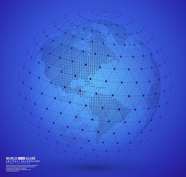 Vector earth globe with wireframe sphare