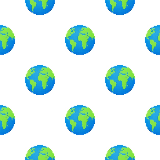 Earth globes pattern on white background. Flat planet Earth icon. Vector illustration.