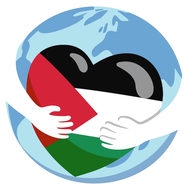 Vector the earth hug palestine flag illustration