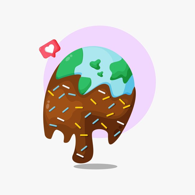 Vector earth icon covered with chocolate