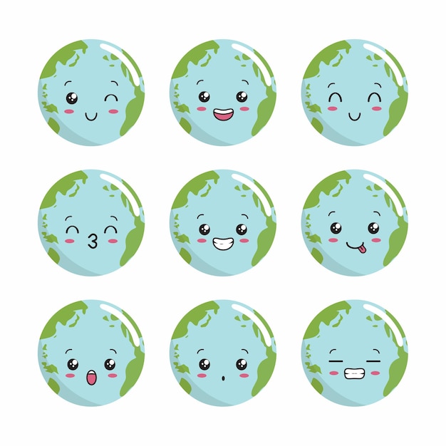 earth kawaii globe illustration cartoon