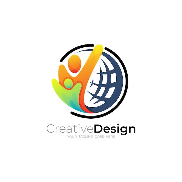 Earth logo and charity design social globe icons