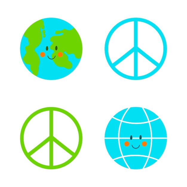 Earth and Peace flat isolated icon vector clipart World environment day Earth day illustration