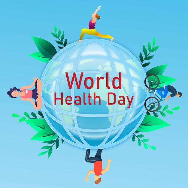 Vector earth planet health world day global holiday banner with copy space