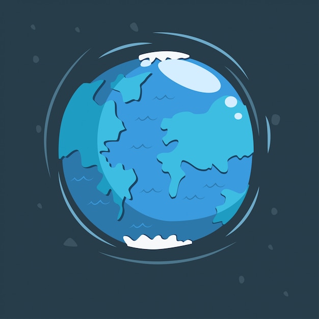 Earth in space cartoon illustration.