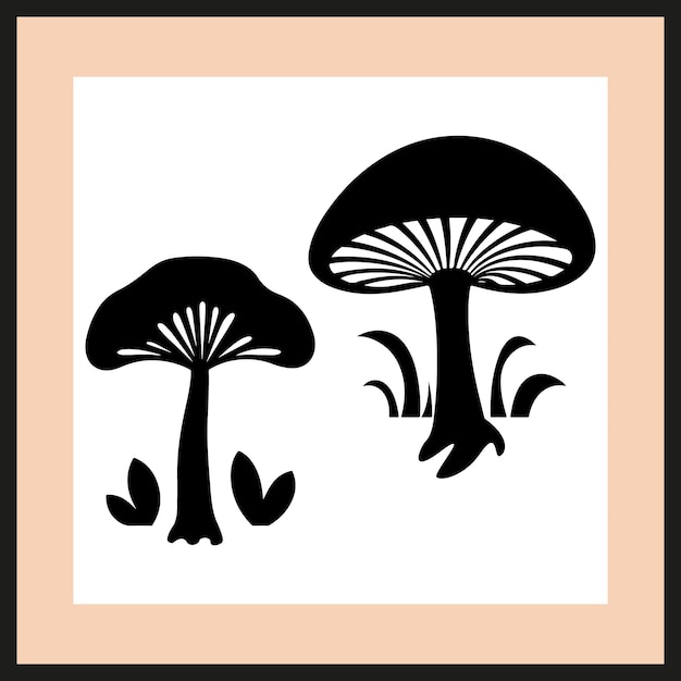 Earth star mushroom silhouette vector illustration set