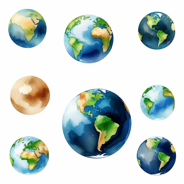 earth vector set white background isolated a high quality image Modern